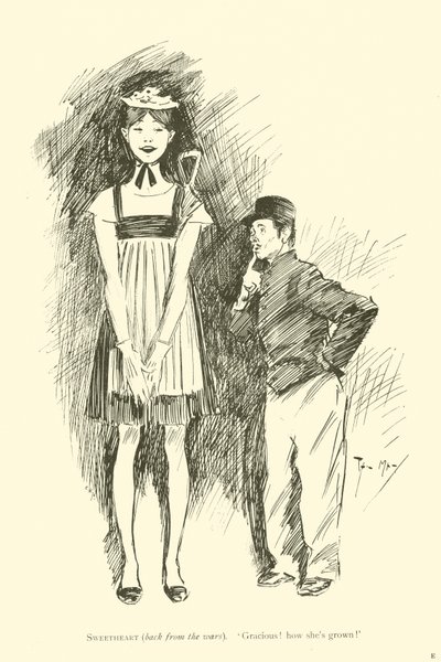 Cartoon door Phil May, uit de jaren 1890 (litho) door Phil May