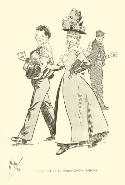 Cartoon door Phil May, uit de jaren 1890 (litho) door Phil May