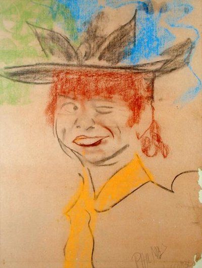 Lachend en knipogend meisje door Phil May