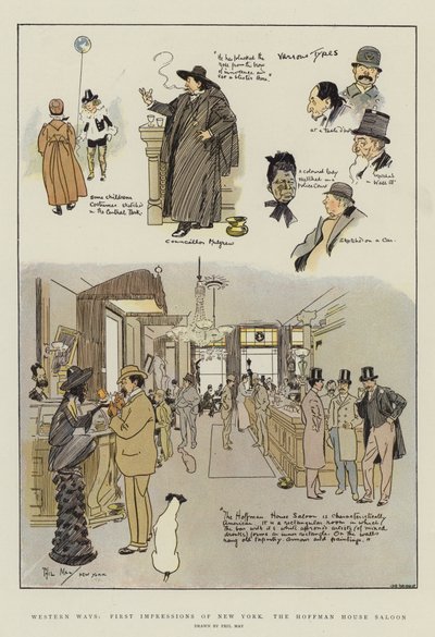 Westerse manieren, eerste indrukken van New York, de Hoffman House Saloon door Phil May