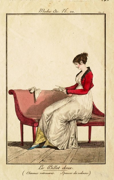 Het lieve briefje (Opgestoken haar. Fluwelen spencer) door Philibert-Louis Debucourt