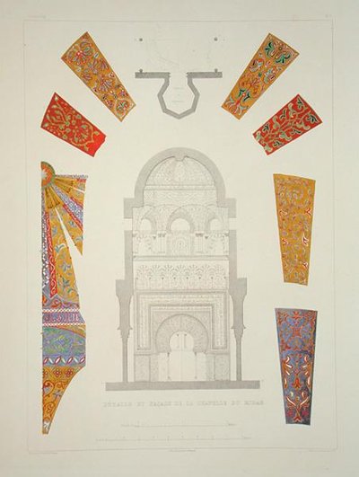 Details en gevel van de kapel van Mirah, uit 