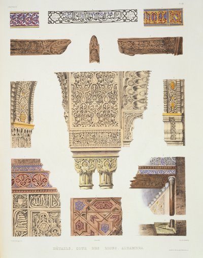 Details van het Hof van Leeuwen, Alhambra, uit 