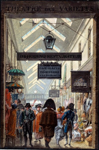 Le passage des Panoramas in Parijs Lithografie toegeschreven aan Louis Philibert Debucourt (1755-1832) 19e eeuw Parijs, Musée Carnavalet door Philibert Louis Debucourt