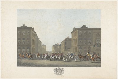Muziekkorps bij inhuldiging van Willem I te Brussel op 21 september 1815 door Philibert Louis Debucourt