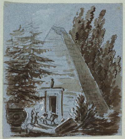 Nachtelijke begrafenis bij piramide door Philibert Louis Debucourt