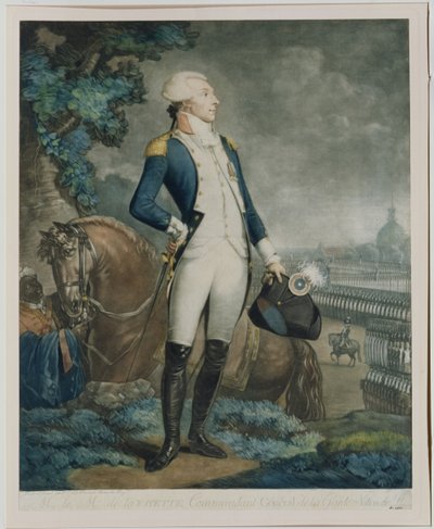 Portret van de Markies de La Fayette (1757-1834) commandant van de Nationale Garde, 1790 door Philibert Louis Debucourt