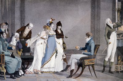 De sinaasappel, door Louis-Philibert Debucourt, scène met Etruskisch geïnspireerd Directoire-meubilair, Frankrijk door Philibert Louis Debucourt