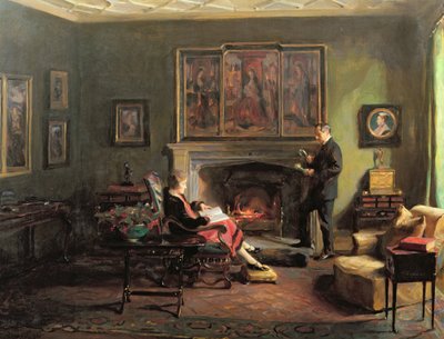 Interieur met burggraaf en burggravin Lee van Fareham door Philip Alexius de Laszlo