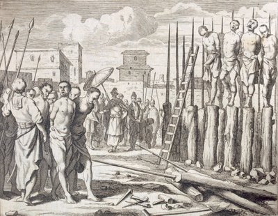De Spietsing van Enkele Rebellen, Straf: Bloedbad door Spietsing, pub. 1672 door Philip Baldaeus