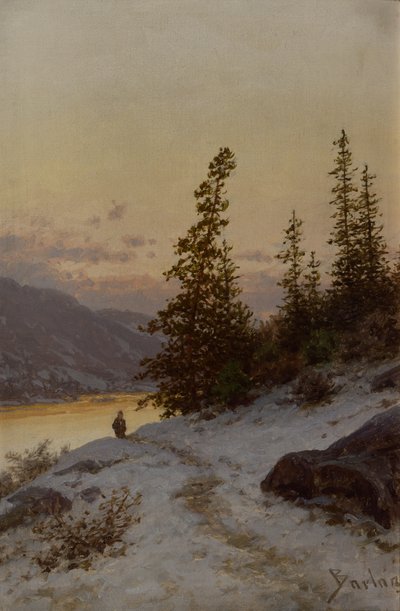 Man in winterlandschap door Philip Barlag