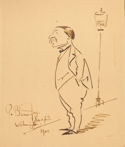 Karikatuur van Samuel Bancroft door Philip Burne Jones