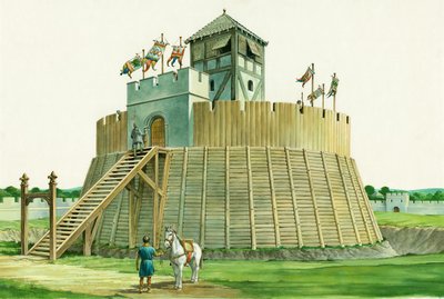 Normandische uitkijktoren bij Bramber Castle, West Sussex door Philip Corke