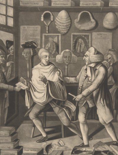 De patriotische kapper van New York, of de kapitein in het schuim, 14 februari 1775 door Philip Dawe.