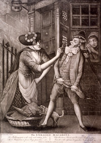 De woedende macaroni, 1773 door Philip Dawe