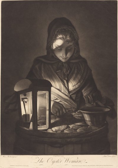 De Oestervrouw door Philip Dawe after Henry Robert Morland