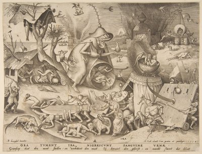 Woede Ira, uit de serie De Zeven Hoofdzonden, 1558 door Philip Galle