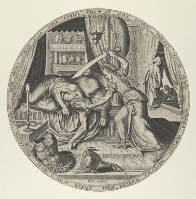 Judith uit Beroemde Vrouwen uit het Oude Testament, set van 6 door Philip Galle