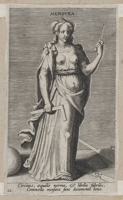 Mensura, uit Prosopographia, ca. 1585-1590 door Philip Galle