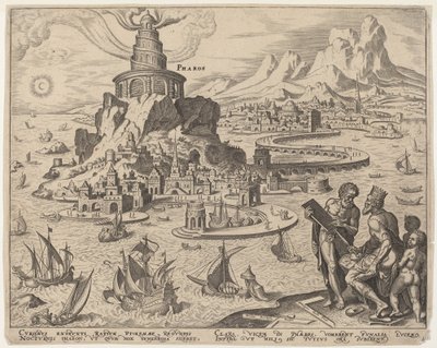 Vuurtoren van Alexandrië door Philip Galle, after Maerten van Heemskerck