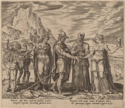 Het Huwelijk van Arbeid en IJver door Philip Galle after Maerten van Heemskerck
