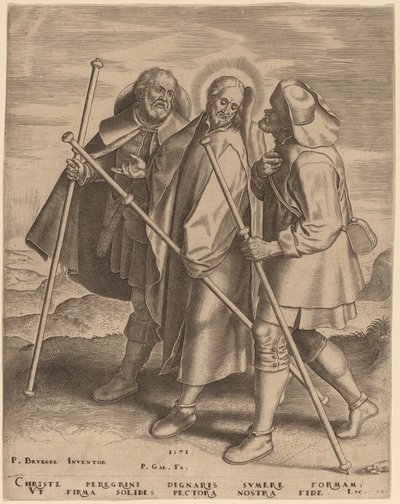 Christus en Zijn Discipelen op Weg naar Emmaüs door Philip Galle after Pieter Bruegel the Elder