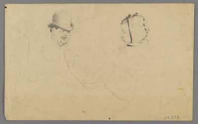 Hoofden van een man en meisje door Philip H. Wolfrom