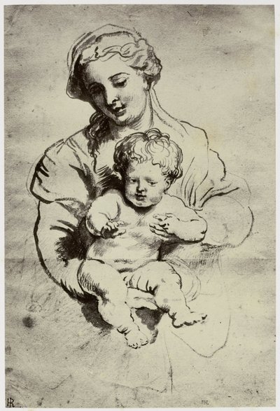Rubens, zijn vrouw en kind door Philip Henry Delamotte
