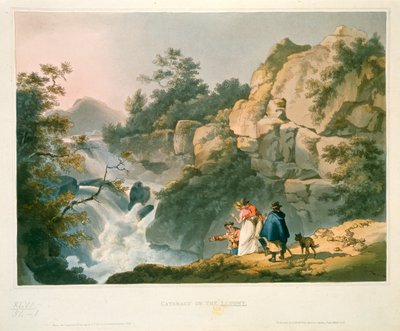 Toeristen kijken naar een waterval, Cataract op de Llugwy door Philip James de Loutherbourg