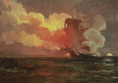 Een zeeslag door Philip James de Loutherbourg