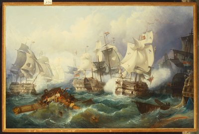 De slag bij Trafalgar door Philip James de Loutherbourg