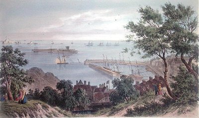 Het Koninklijk Eskader voor Anker, 2 september 1846, van het Bezoek van Koningin Victoria in Jersey, gegraveerd door H. Walter door Philip John (after) Ouless
