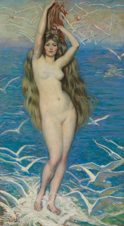 Meisje met meeuwen, ca. 1920 door Philip Leslie Hale