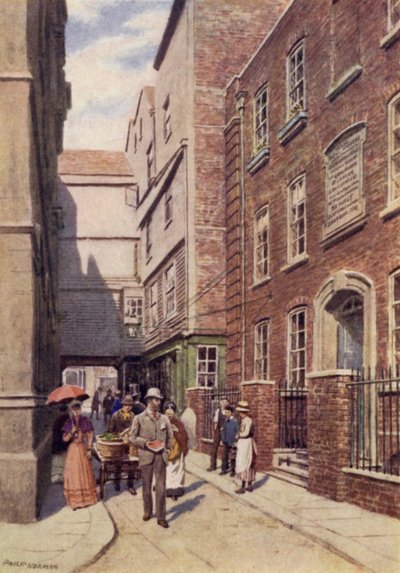 Ingang naar Bishopsgate vanaf Great St Helens, 1890 door Philip Norman