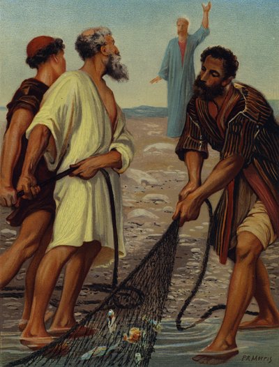 Christus roept de discipelen (chromolitho) door Philip Richard (after) Morris