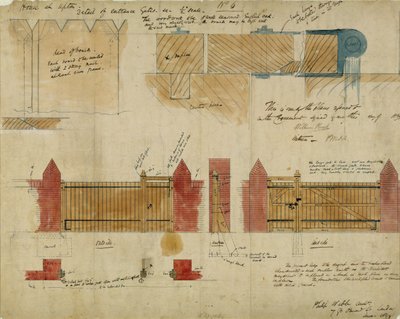Plannen en elevaties voor The Red House, Bexley Heath, 1859 door Philip Webb