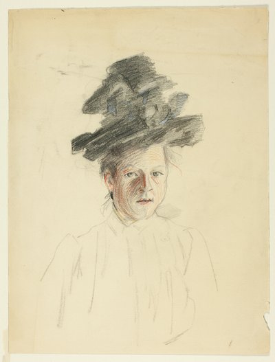 Portret van een vrouw met zwarte hoed door Philip William May