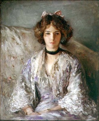 Portret van Miss Ethel Warwick door Philip Wilson Steer