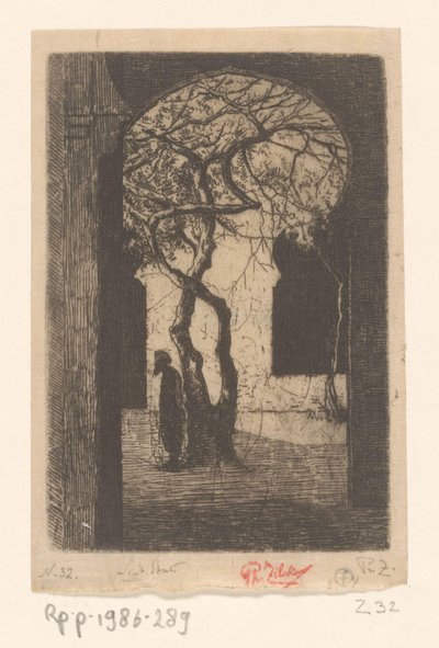 Gezicht bij de Djamaa el Kebir moskee, te Algiers door Philip Zilcken (signed by artist)