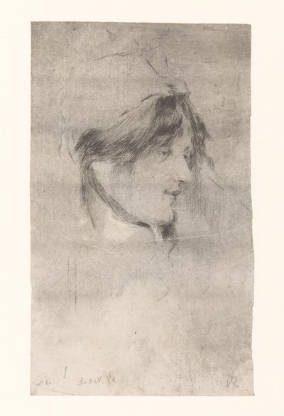 Hoofd van een vrouw door Philip Zilcken (signed by artist)