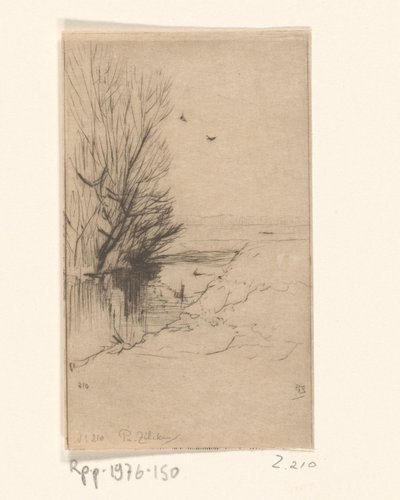 Landschap met beek en bomen door Philip Zilcken (signed by artist)