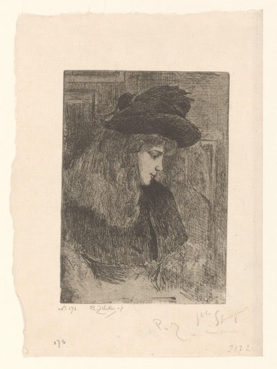 Meisje met hoed door Philip Zilcken (signed by artist)
