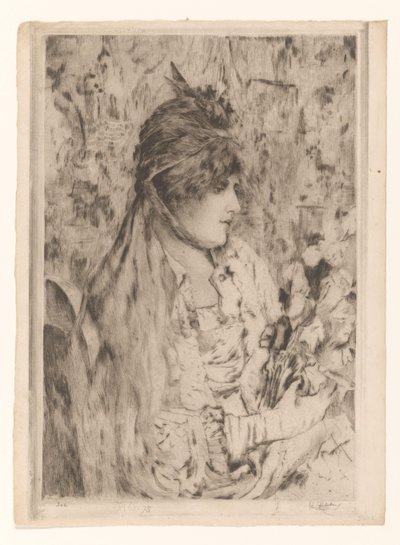 Vrouw met boeket bloemen door Philip Zilcken (signed by artist)