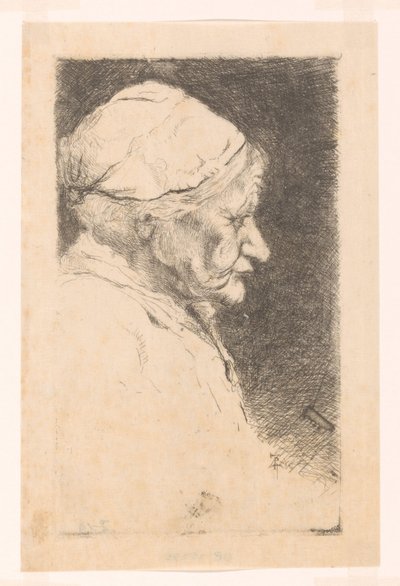 Portret van een oude vrouw, en profil door Philip Zilcken