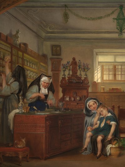 (detail) van de Apotheek in het Sint-Janshospitaal door Philipe Jacques van Bree