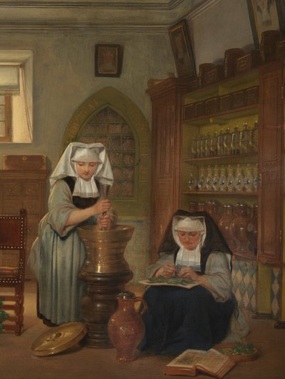 Detail van de apotheek in het Sint-Janshospitaal door Philipe Jacques van Bree