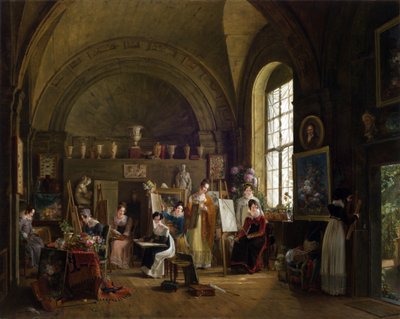Interieur van het atelier van Van Dael en zijn studenten aan de Sorbonne, 1816 door Philipe Jacques van Bree