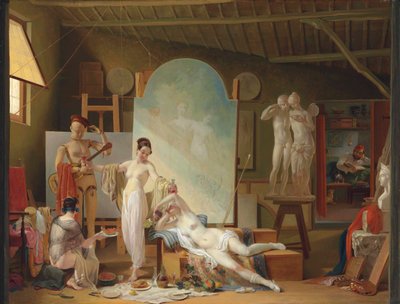 Het atelier van de kunstenaar in Rome door Philipe Jacques van Bree