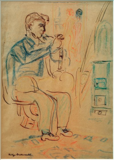 Beeldhouwer Scherer in Kirchners atelier door Philipp Bauknecht