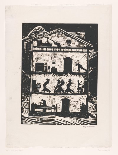 Dwarsdoorsnede van gebouw door Philipp Bauknecht